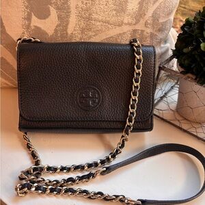 Tory Burch Black Leather Chain Shoulder Bag